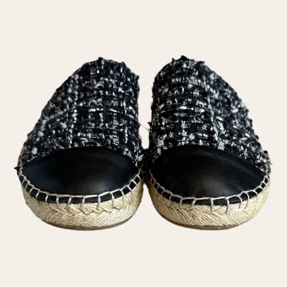 Marc Fisher Emilie Black Tweed Leather Espadrille Slide Mule Sandals Size 8.5 - Picture 5 of 10
